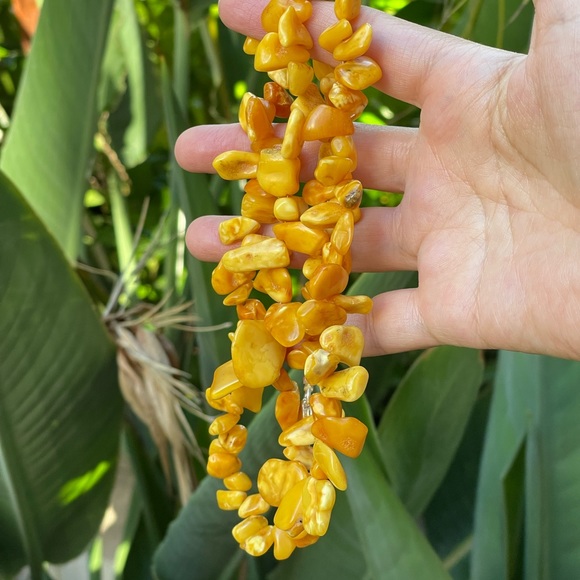Natural unheated butterscotch Baltic amber bead sterling silver necklace - Picture 3 of 12